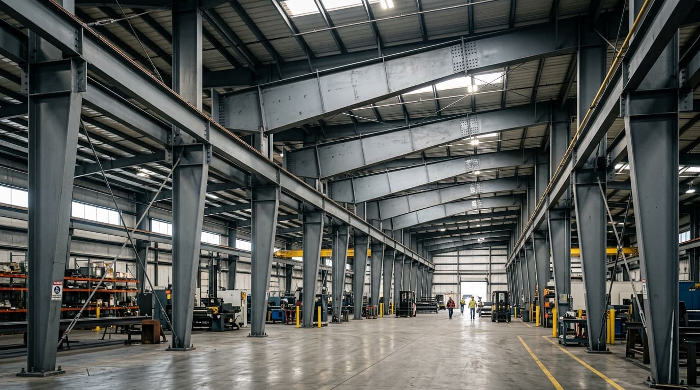 Factory fabricated Pre-Engineered Building steel frame by Synergy PEB