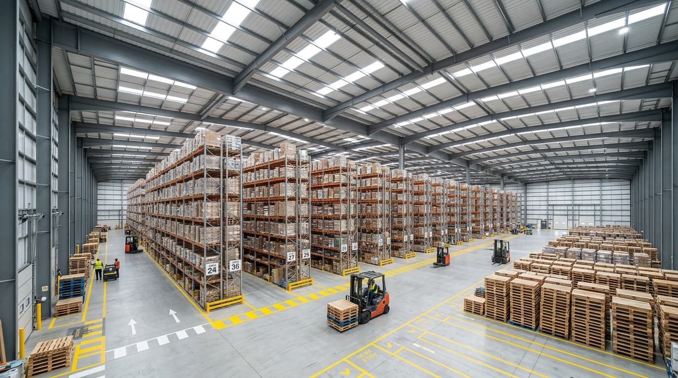 Clear Spans up to 90m for Maximum Storage Feature Clear Spans up to 90m for Maximum Storage - Synergy PEB Warehouse Feature